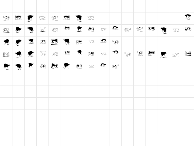 CowBats Regular  glyph index
