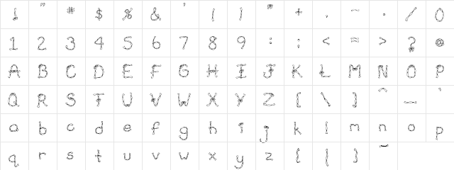 PC Twisted Ribbon Regular  glyph index
