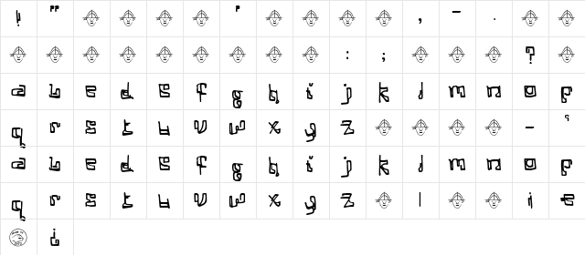 Cosine Katie Regular  glyph index