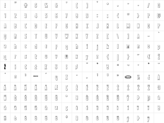 Captain Canaveral Outline Outline  glyph index