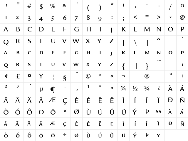 LegacySansITCSC-Medium Medium  glyph index