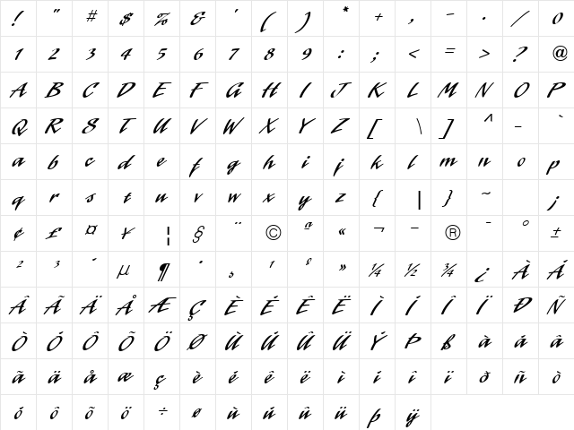 Laser ICG Regular  glyph index