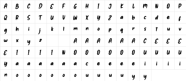 Qiyutie Personal Use  glyph index