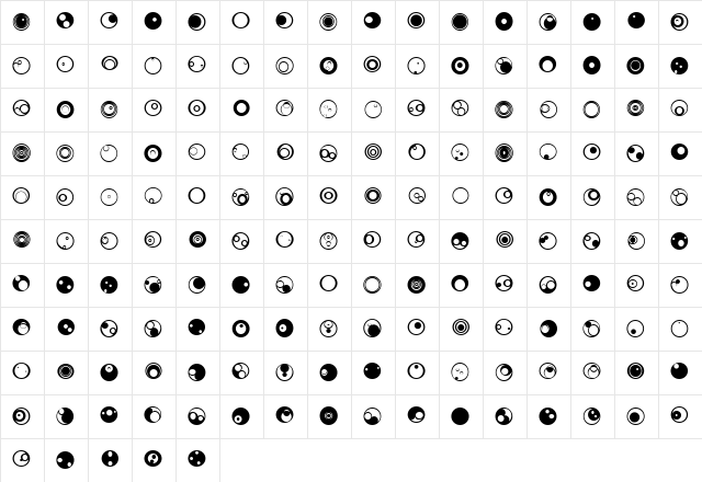 Cycles Regular  glyph index