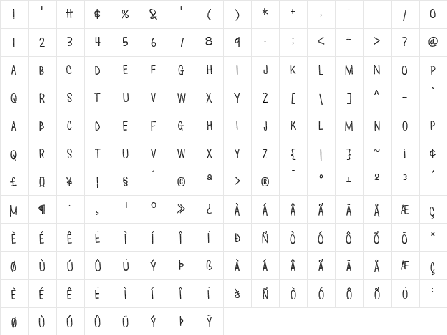 Love Monster Sketched Regular  glyph index