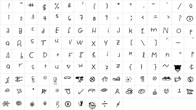 Ultraduck Medium  glyph index