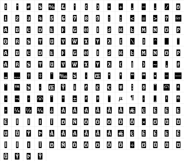 a_LuggerCm Regular  glyph index