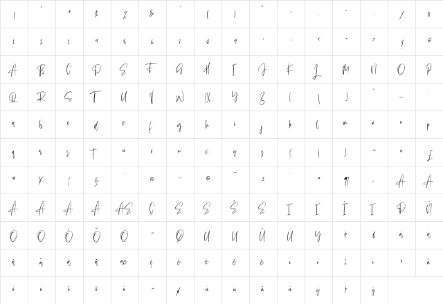 Sellviny Queen Regular  glyph index