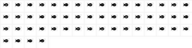 KR Fishy Regular  glyph index