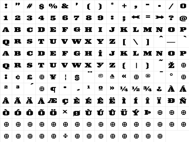 Ironmonger Regular  glyph index
