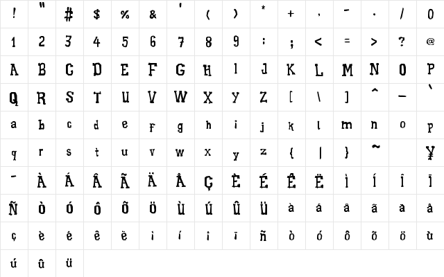 Xilo Galdino Regular  glyph index