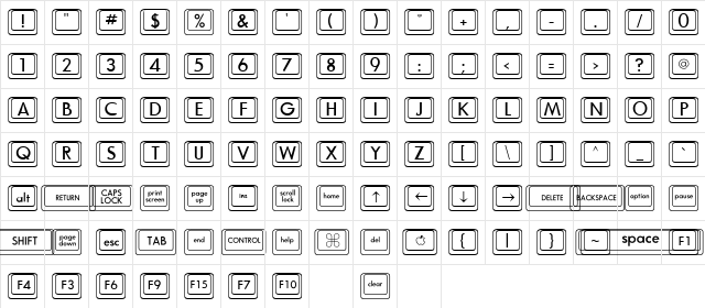 Davys Plain  glyph index