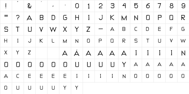 NARROW STREETS Regular  glyph index