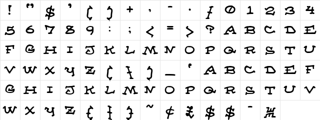 Almanac of the Apprentice Regular  glyph index