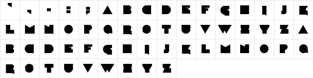 Caligari Regular  glyph index