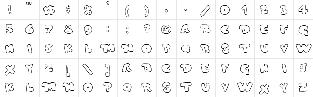 Duped Regular  glyph index