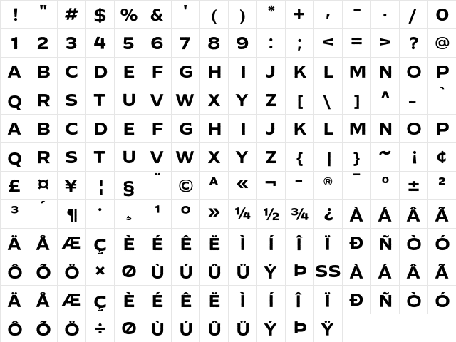 Ephemera Kingsford Rough Rough  glyph index