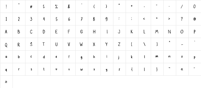Orion Chalk Solid Demo Version Regular  glyph index
