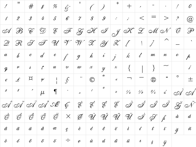 00661 Regular  glyph index