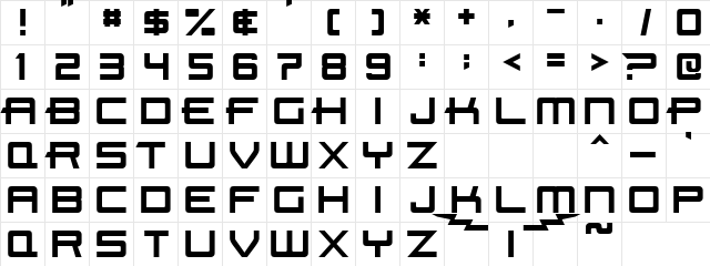 Machines Tille Regular  glyph index