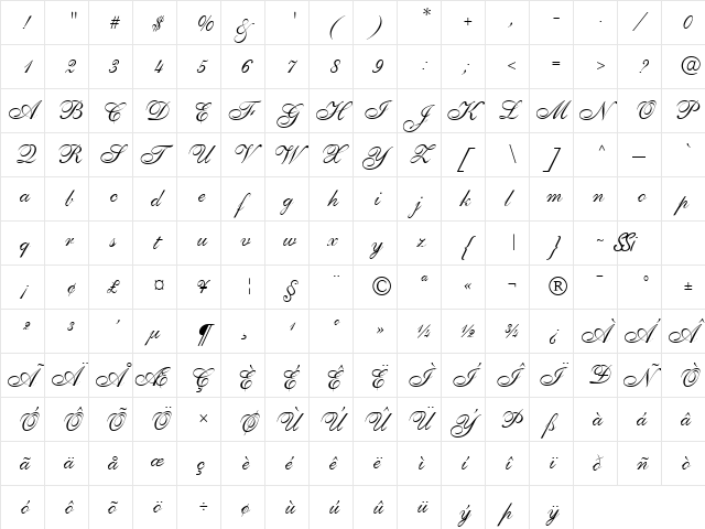 Pen Tweaks One SSi Regular  glyph index