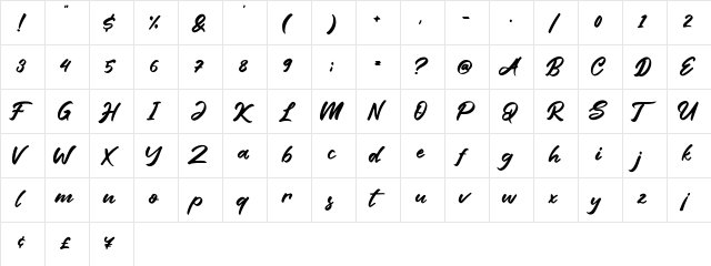 Friend Write Regular  glyph index