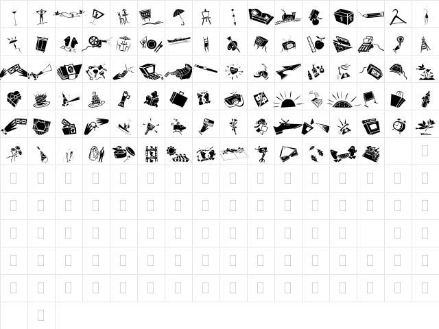 DF Commercials Regular  glyph index