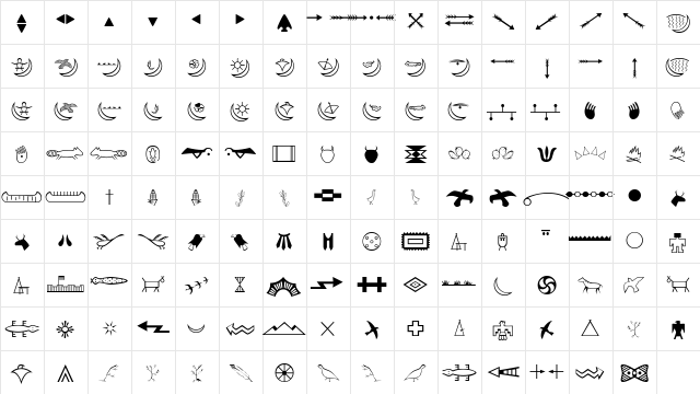 PeacePipeSSK Regular  glyph index