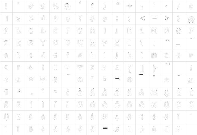 GuthrieOutline Regular  glyph index