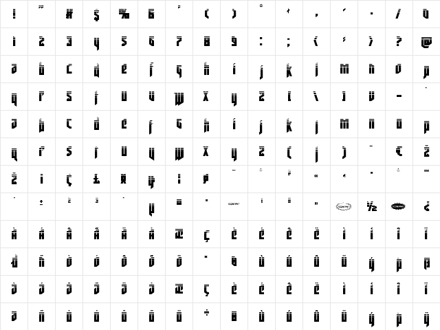 Deathshead Halftone Regular  glyph index