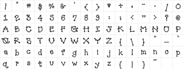 DJ Doodlers Stitch Regular  glyph index