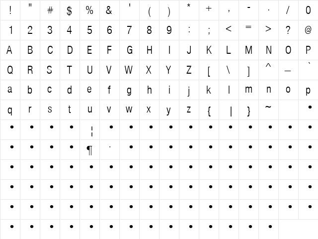 Communication 9 Regular  glyph index