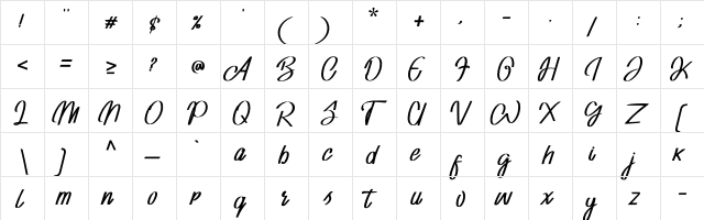 Adventure Invisible Regular  glyph index