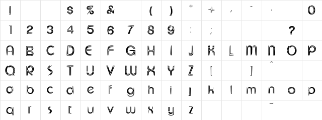 Eeviac Regular  glyph index