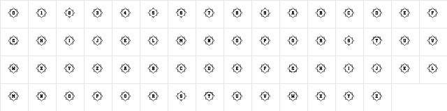 Oriental 6 Regular  glyph index