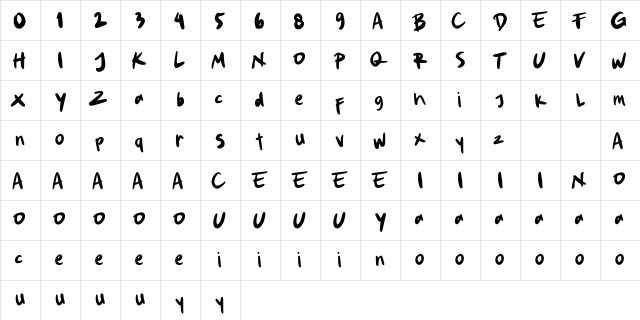 Stickids Regular  glyph index