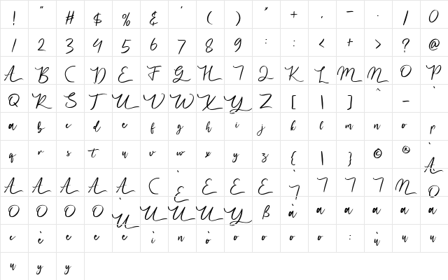 Aulores Regular  glyph index
