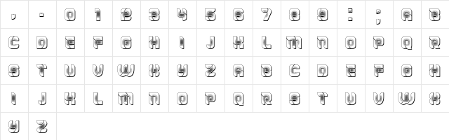 Espace Regular  glyph index