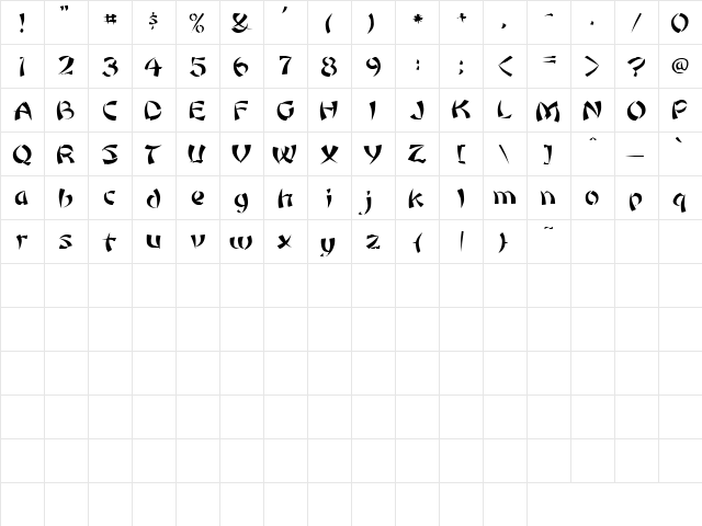 Low Rider 2 Regular  glyph index