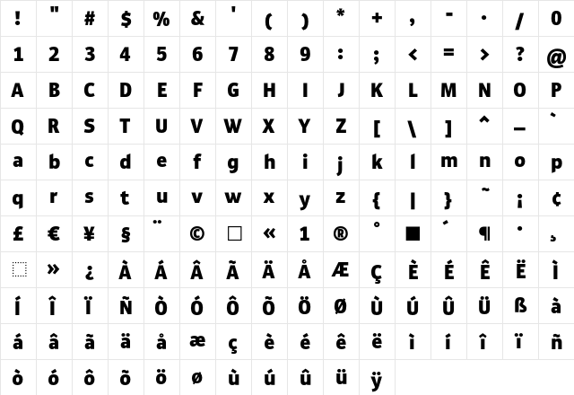 GakSans Black  glyph index