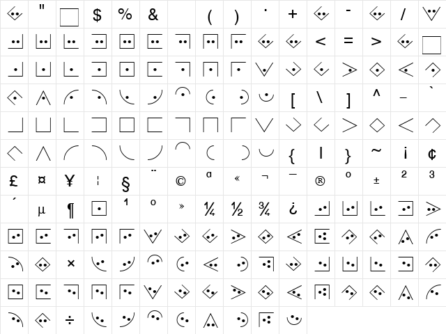 Secret Becker Normal  glyph index