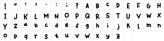 Zara Thustra Regular  glyph index