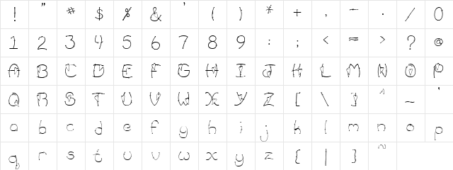 PC Heart Strings Regular  glyph index