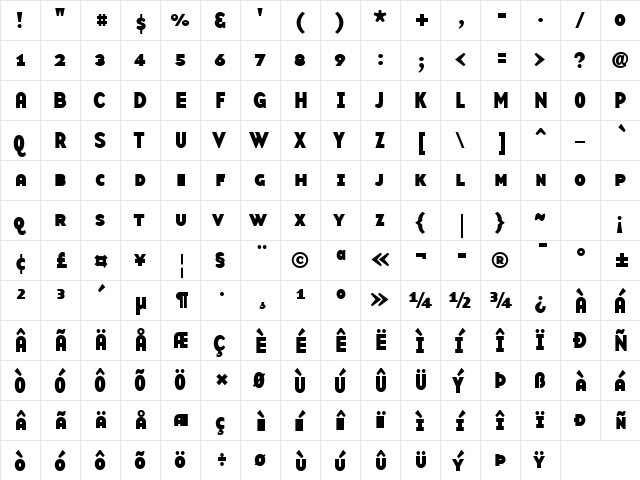 BaseTwSansSmallCaps Bold  glyph index