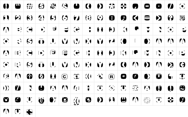 SketchCameosRound Regular  glyph index