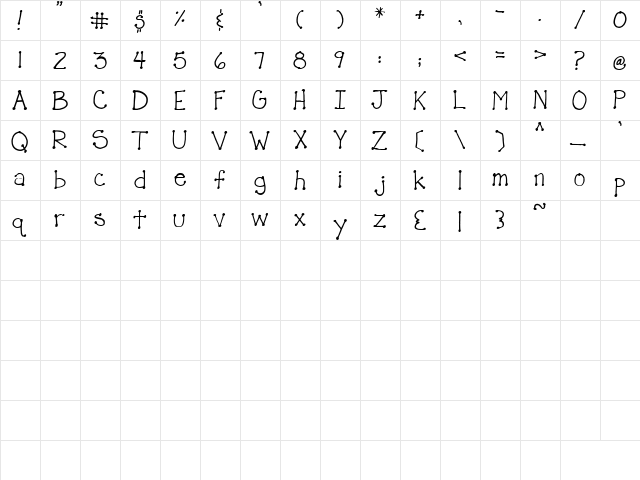 PC Point Regular  glyph index