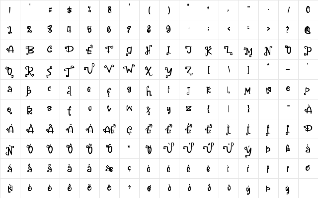 Creepy Witch-Personal Use Regular  glyph index