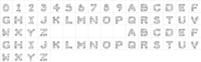 101! Button Mania Regular  glyph index