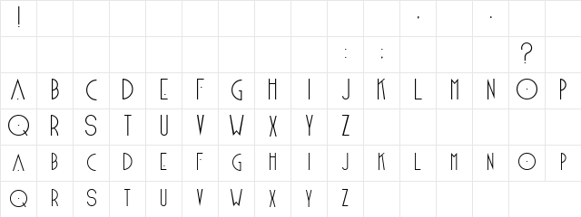 Widow Regular  glyph index