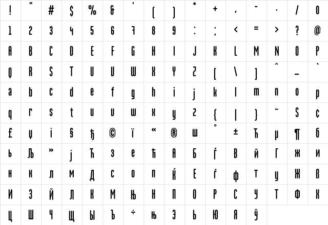 MartenCyr Regular  glyph index